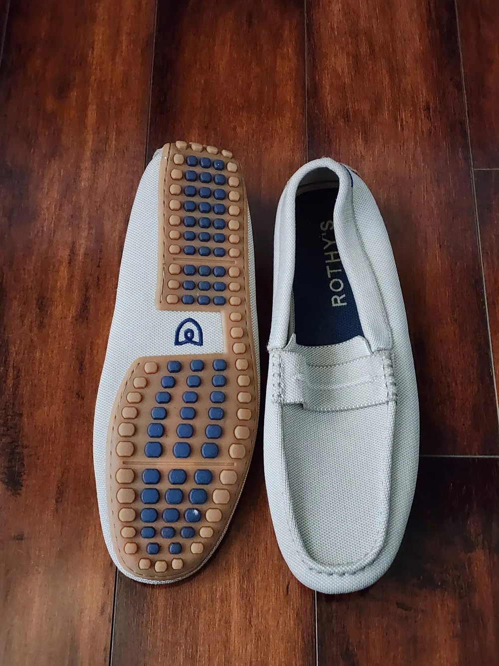 Rothy’s Men’s Driving Loafers White Knit Slip-On Moccasins Size 14